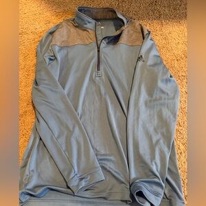 adidas Men’s Light Blue Quarter-Zip Performance Jacket with Gray Yoke